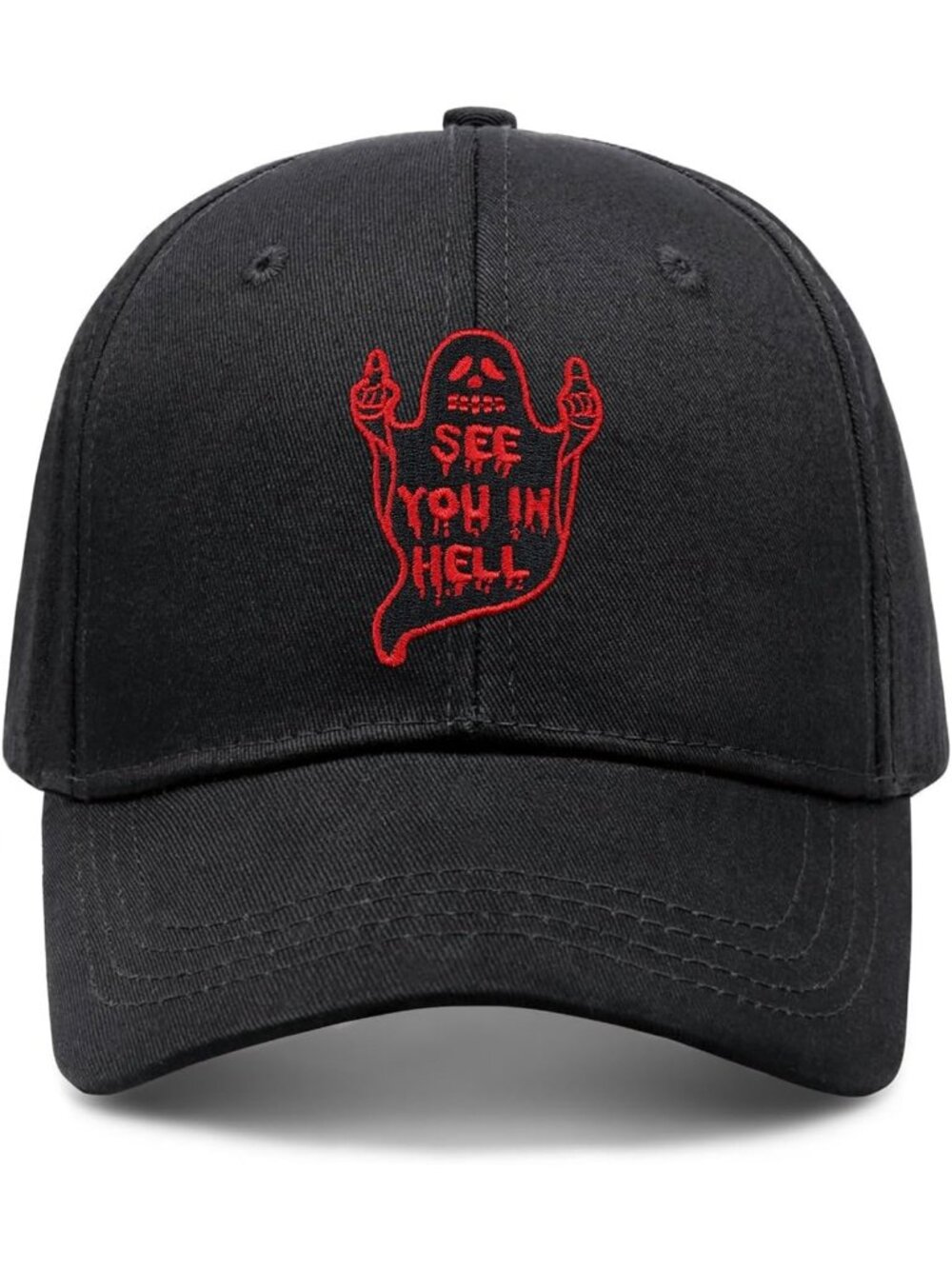 🎃 Unisex Halloween Black Red Embroidered Adjustable Washable Baseball Caps